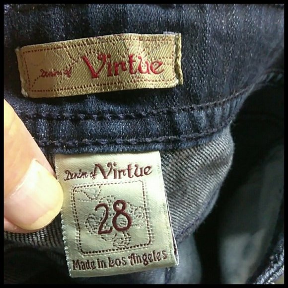 Denim of Virtue Jeans Low-Rise Dark Wash Flare 28 - Picture 6 of 7